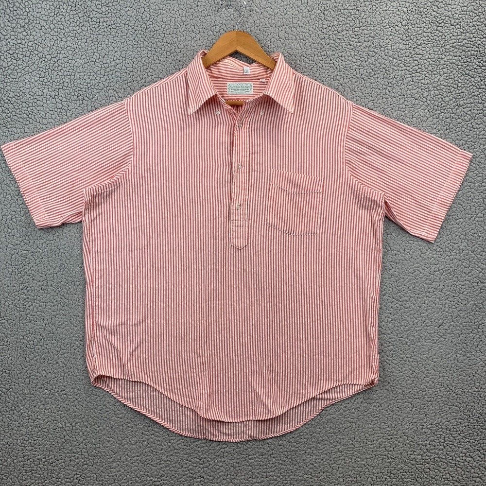 Vintage Cable Car Clothier Red White Pinstripe Work Shirt Mens Size XL